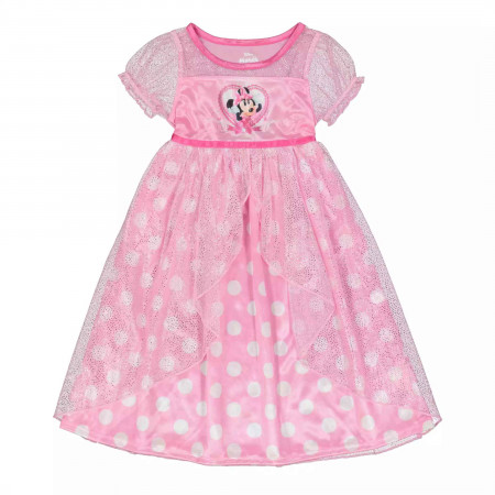 Disney Minnie Mouse Polka Dot Princess Toddler Night Gown Pajamas